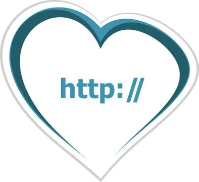 Text http. web design concept . Love heart icon button for web services and a Ilustración de archivo