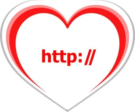 Text http. web design concept . Love heart icon button for web services and a 库存插图