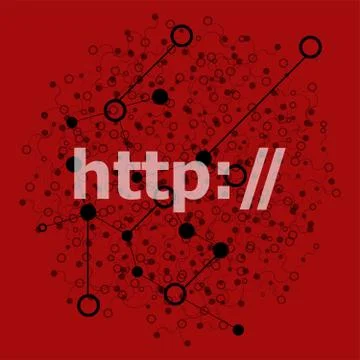 Text http. web design concept . Abstract background with connecting dots and  库存插图