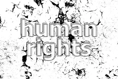Text Human rights. Law concept . Painted word on white black vintage old back Stock Illustration