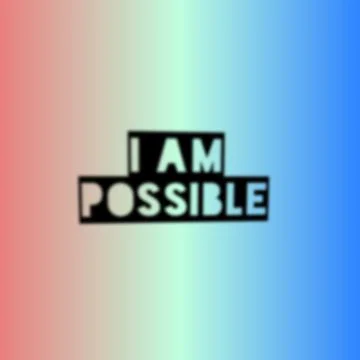 Text "I am possible" on gradient red neon blue for phone or web wallpaper Stockillustratie