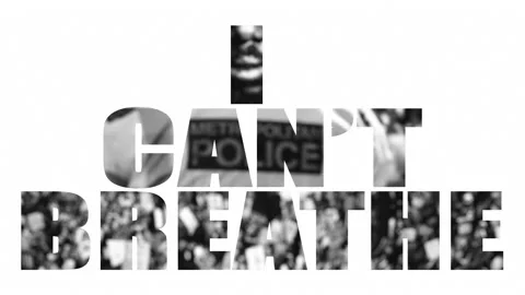 Text I Can't Breathe. Protesters Police Crowd Rally marching. Racism concept. Stock Footage 131991275