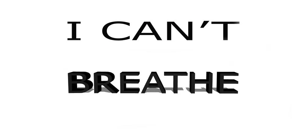 Text on the I CAN'T BREATHE. Stop racism banner. A protest slogan about the h Stock Illustration