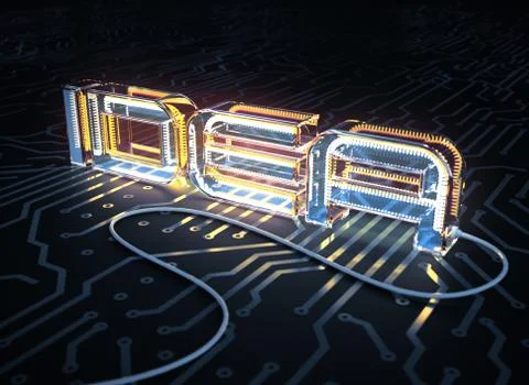 Text IDEA Made As An Electric Lamp On Printed Circuit Board Stock Illustration
