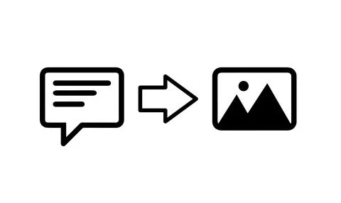 Text to image generative AI model flat vector icon for apps and websites Stock Illustration