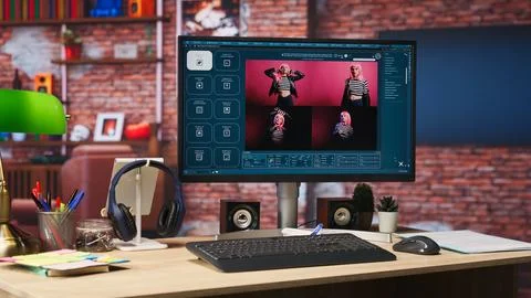 Text to image generative models AI tech software on computer display 写真素材