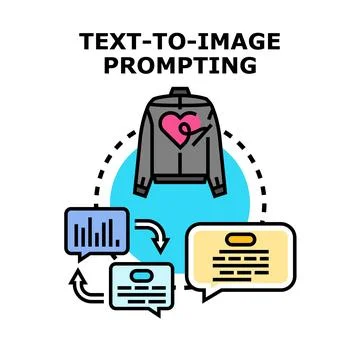 Text to image prompting generating creative content Stock Illustration