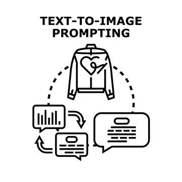 Text to image prompting generating creative content Stock Illustration