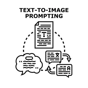 Text to image prompting generating digital content Illustrazione stock