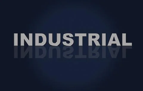 Text Industrial, metallic font effect. Reflection of text. Stock Illustration