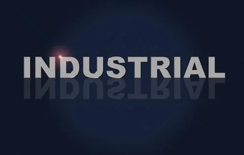 Text Industrial, metallic font effect. Reflection of text Stock Illustration