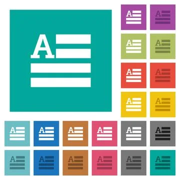 Text initials square flat multi colored icons Stock Illustration