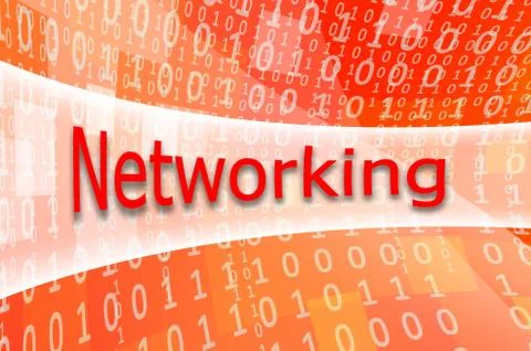 The text inscription Networking is written on a semitransparent field surroun 库存插图