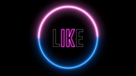Text of "LIKE" inside neon colorful circle. Social media animation.  Stock Footage 113754513