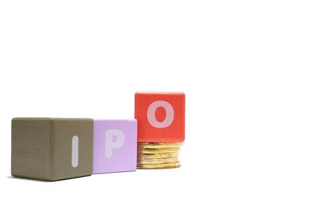 Text IPO Initial Public Offering on colorful wooden isolated on a white Stock Photos