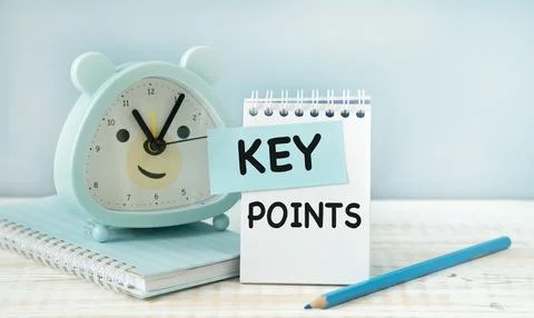 Text Key Points on short note texture background with Pencil. Stock Photos