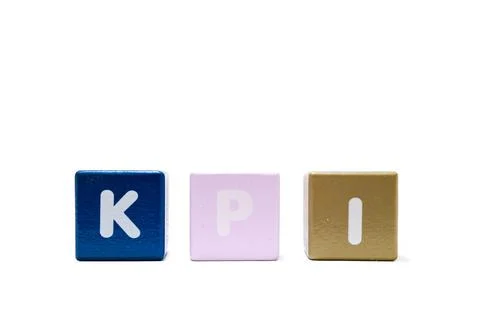 Text KPI Key Performance Indicator on colorful wooden isolated on a white Stock Photos