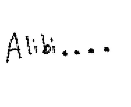 Text label alibi hand written style with handwritten investigation typography Stock-Illustration