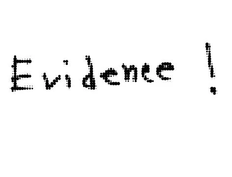 Text label evidence hand written style with evidence handwritten exclamation Stock Illustration
