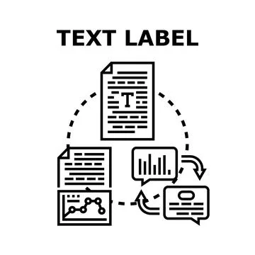 Text labeling process for data analysis and content classification Stock Illustration