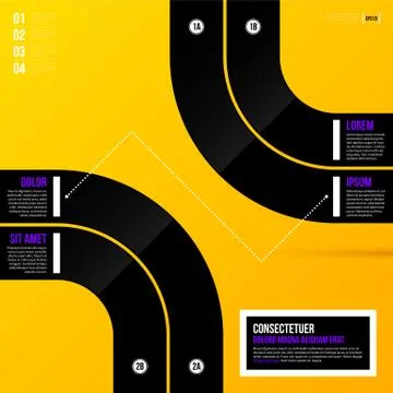Text layout with four options on bright yellow background. EPS10 Stock Illustration
