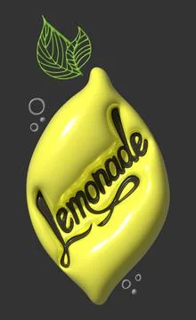 Text LEMONADE stylized as a ripe lemon. Stylish design for a brand, label or  Stock Illustration