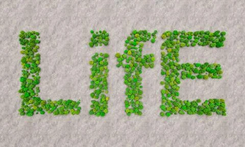 Text life from the trees in the desert Stock Illustration