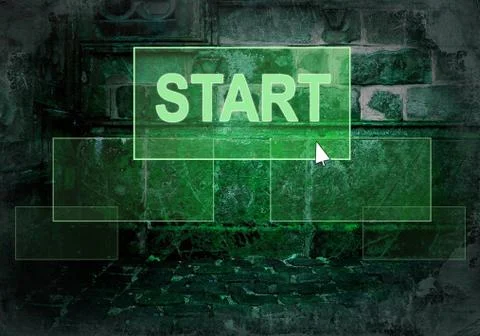 Text on the light button on the grunge wall Stock Illustration
