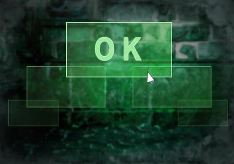 Text on the light button on the grunge wall Stock Illustration