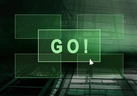 Text on the light button on the grunge wall Stock Photos