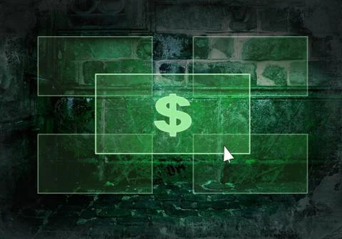 Text on the light button on the grunge wall Stock Photos