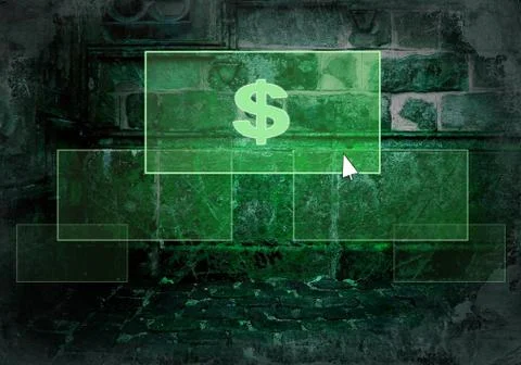 Text on the light button on the grunge wall Stock Photos