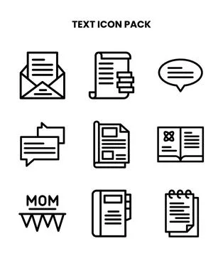 Text Line Design Icons Pack Stock Illustration