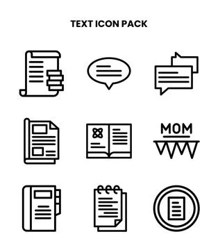 Text Line UI Icons Pack Stock Illustration