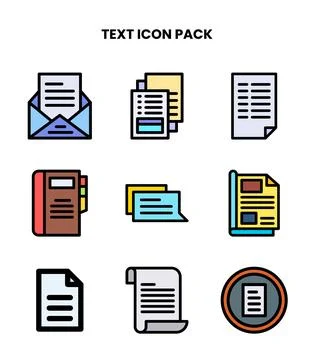 Text Lineal Color Bundle Icons Pack Stock Illustration