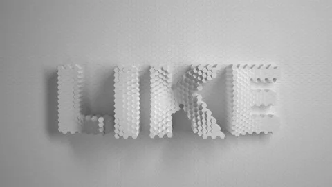 Text logo like. White mosaic surface with moving hexagons. Cells. Wave. the 4k c Stock Footage 157312059