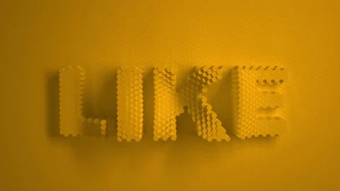 Text logo like. Yellow mosaic surface with moving hexagons. Cells. Wave. the 4k  Stock Footage 157313355
