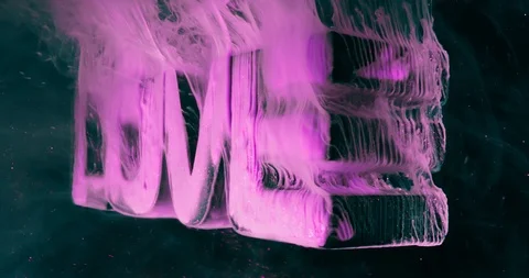 Text Love. Art Colourful Fluids Object. Macro. Stock Footage 118533688