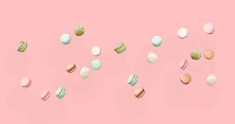 Text Love, Macarons cake, fly falling pattern macaroon Stock Footage 97867129