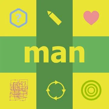 Text Man. Social concept . Can be used for workflow layout, diagram, business Stock Illustration