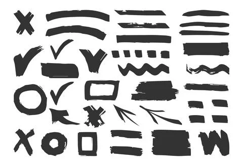 Text marker brush stroke hand drawn strokes set Stock Illustration