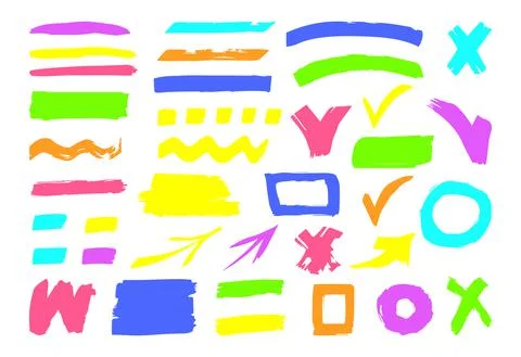 Text marker brush stroke underline strokes set Stock Illustration