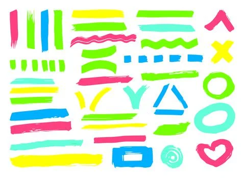 Text marker brush stroke underline strokes set Stock Illustration
