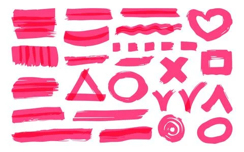 Text marker brush stroke underline strokes set Stock Illustration