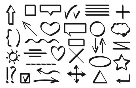 Text marker lines black scrawls strokes set Stock Illustration