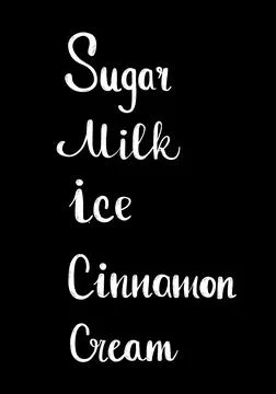 Text of menu for coffee shop, store, website. Black background, white text, i Stock Illustration