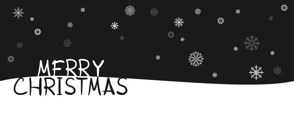 Text merry Christmas on falling snow background Stock Illustration