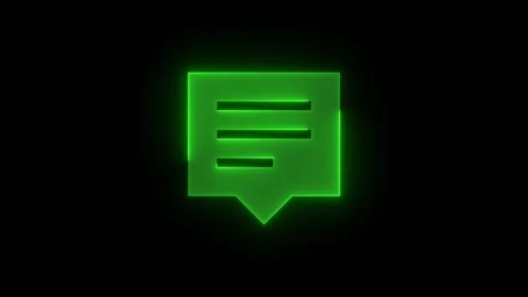 Text message bubble icon glowing neon green color animation Stock Footage 279093768