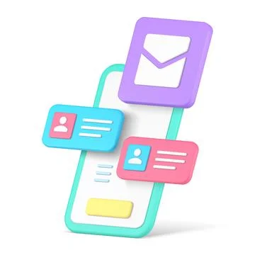 Text message communication contact chatting dialogue cyberspace realistic 3d  Stock Illustration