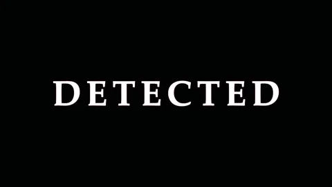 Text message DETECTED appears on black screen with cinematic lighting and d.. Stock Footage 343479019